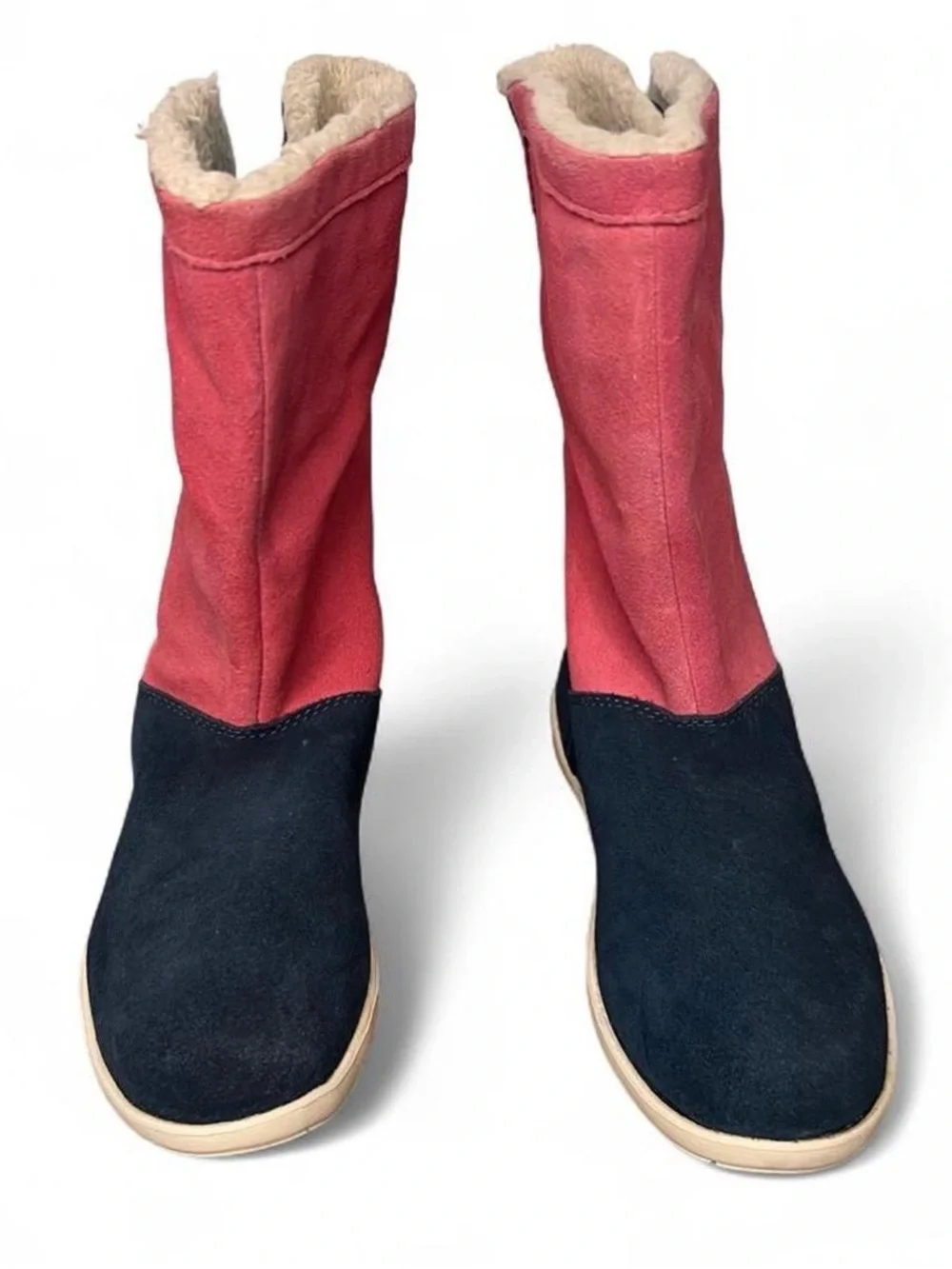 Crocs Kids Fleece Lined Winter Boots Pink Navy‎ NWT Cozy Snow Shoes Size 6